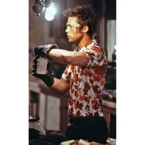 Retro Rifle Shirt Rule #1 Fight Club Maple Leaves Brad Pitt Tyler Durden Mens XL